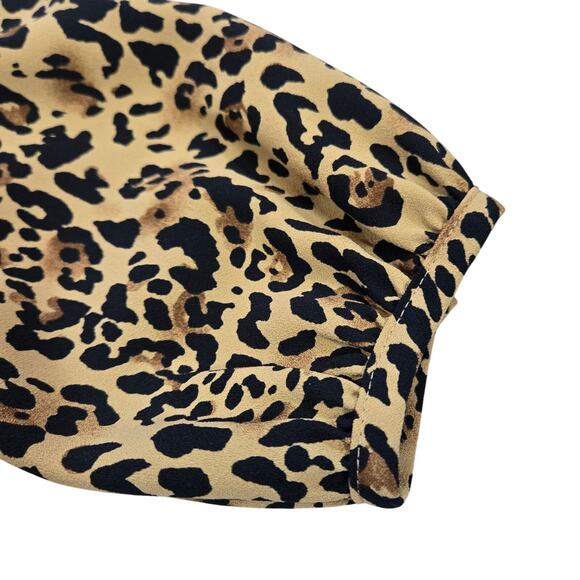 J Crew Women Size Small Animal Print Long Sleeve Blouse High Ruffle Neck Office - Picture 7 of 12